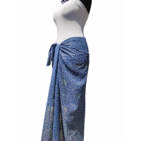 Chusta plażowa spódnica - eleganckie granatowe PAREO groszki